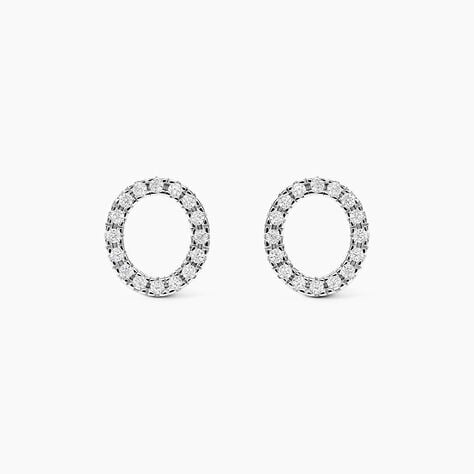 Boucles D'oreilles Puces Argent Blanc Umbria Oxydes De Zirconium - Puces Femme | Marc Orian