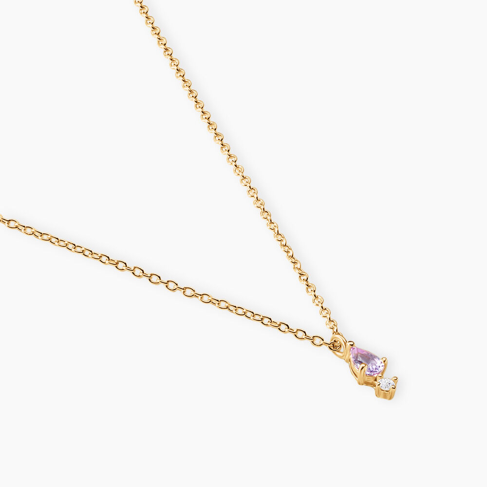 Collier Johannie Argent Dor&eacute; A L'Or 750/1000 Am&eacute;thyste Oxyde De Zirconium - Colliers avec pierres Femme | Marc Orian