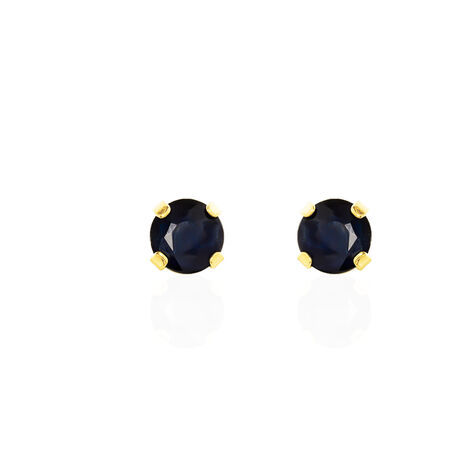 Boucles D'oreilles Puces Elea Serti Griffe Or Jaune Saphir - Puces Femme | Marc Orian