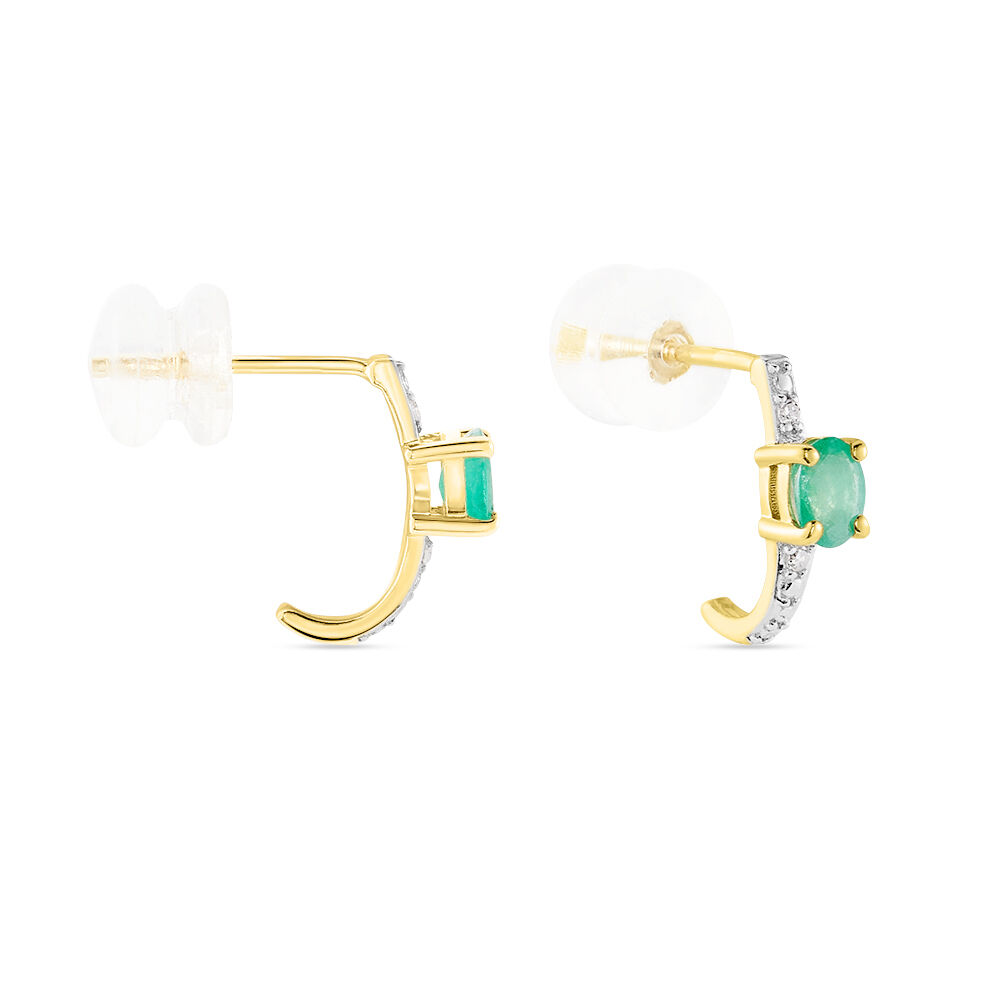Demi Cr&eacute;oles Barrett Or Jaune Emeraude Diamant - Cr&eacute;oles Femme | Marc Orian