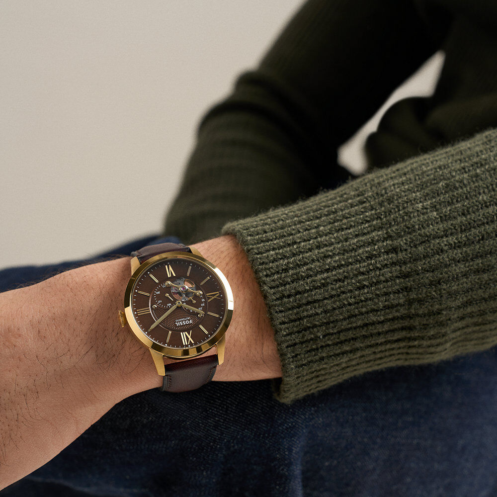 Montre Fossil Townsman C&oelig;ur Battant Marron - Montres automatiques Homme | Marc Orian