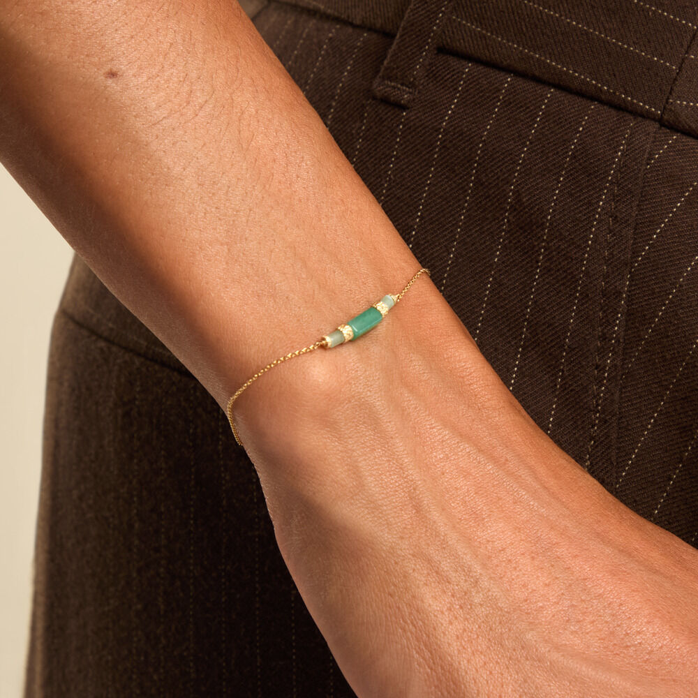 Bracelet Pierrine Argent Dor&eacute; A L'Or 750/1000 Aventurine - Bracelets cha&icirc;nes Femme | Marc Orian