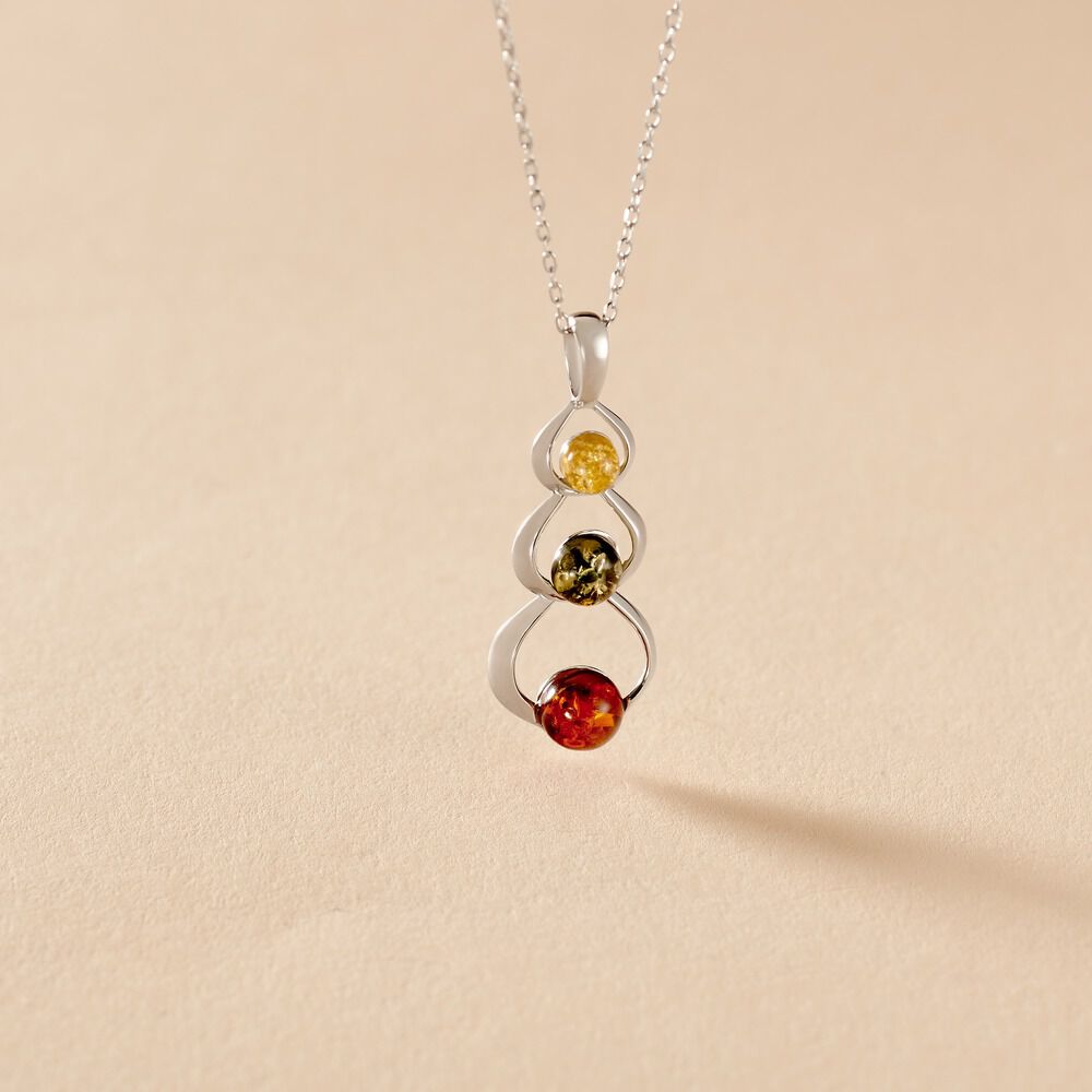 Collier Agneta Argent Blanc Ambre - Colliers avec pierres Femme | Marc Orian