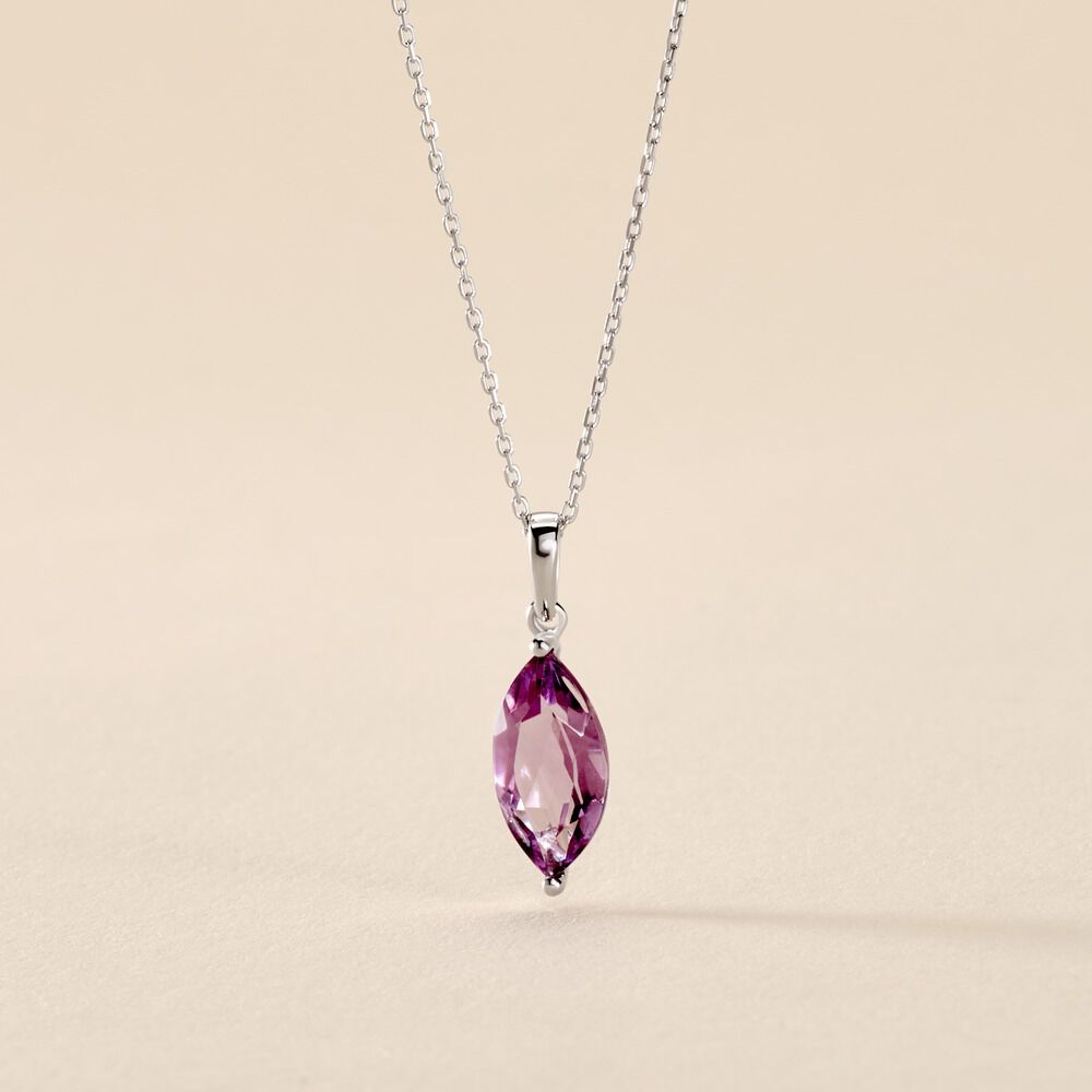 Collier Or Blanc Raquel Am&eacute;thyste - Colliers avec pierres Femme | Marc Orian