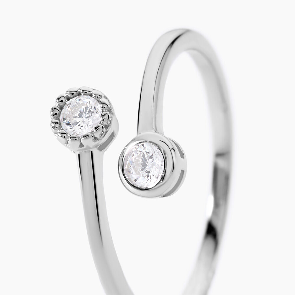 Bague Ajustable Mechte 1 Argent Blanc Oxyde De Zirconium - Bijoux fantaisie Femme | Marc Orian