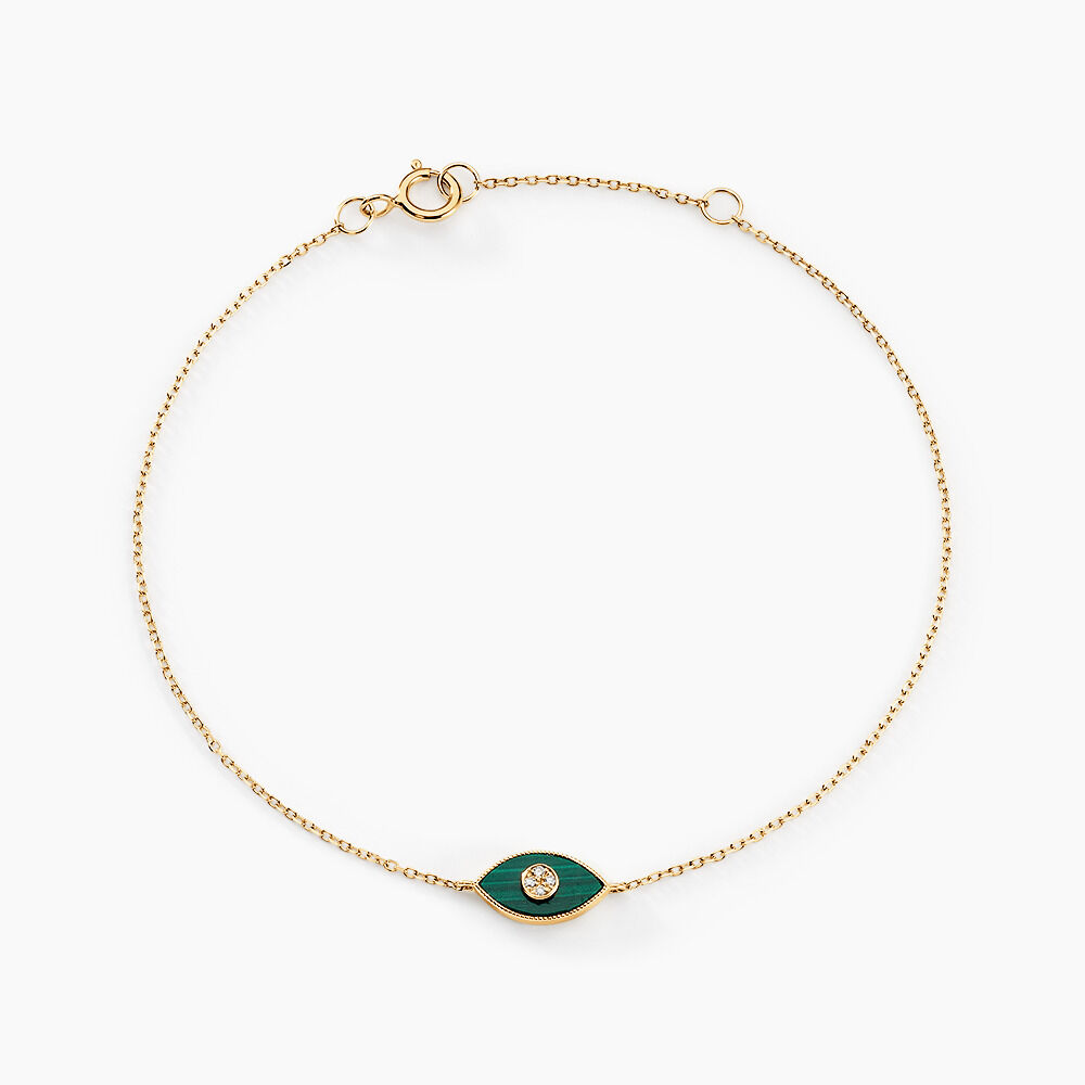 Bracelet Matiasma Or Jaune Malachite Diamant - Bracelets chaînes Femme | Marc Orian