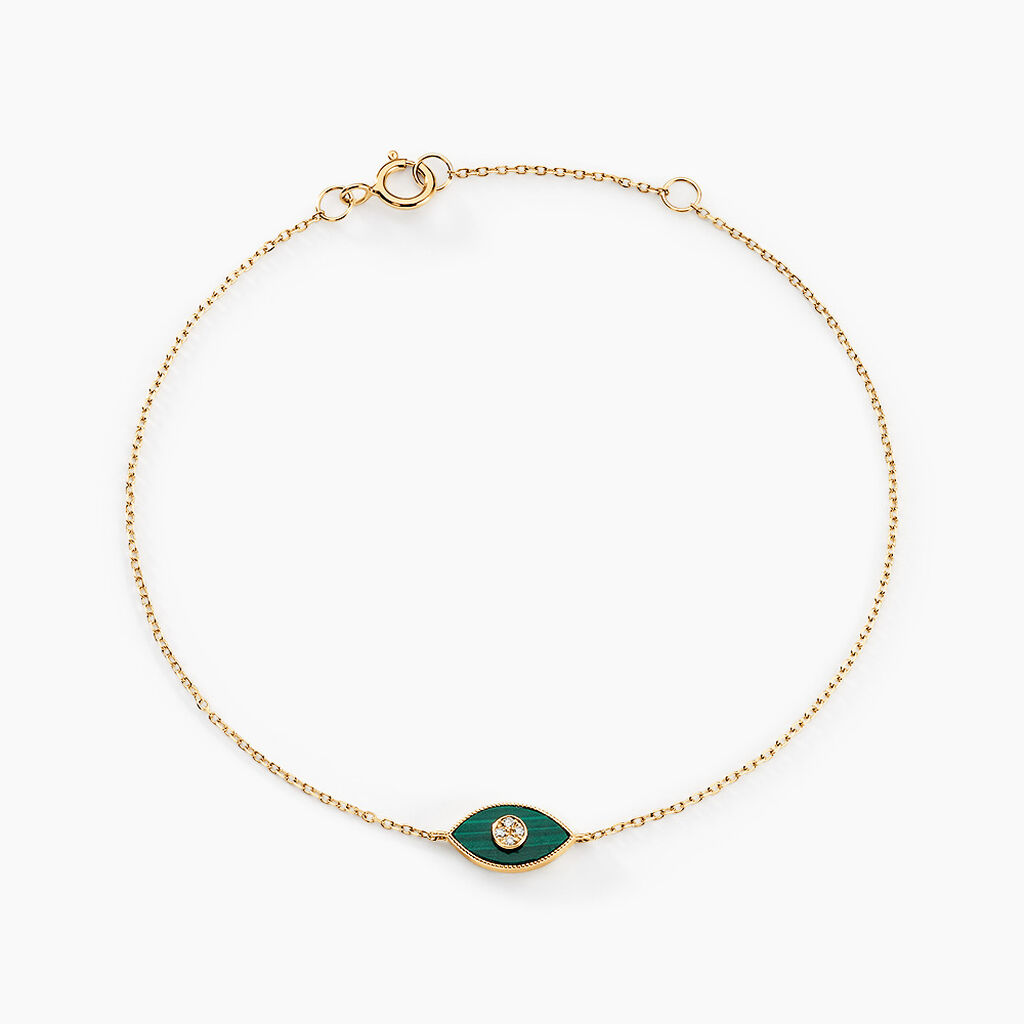Bracelet Matiasma Or Jaune Malachite Diamant - Bracelets chaînes Femme | Marc Orian