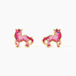 Boucles D'Oreilles Puces Fantasila Cheval Argent Dor&eacute; A L'Or 750/1000 - Puces Enfant | Marc Orian