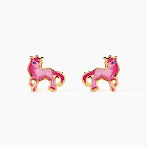 Boucles D'Oreilles Puces Fantasila Cheval Argent Dor&eacute; A L'Or 750/1000 - Puces Enfant | Marc Orian