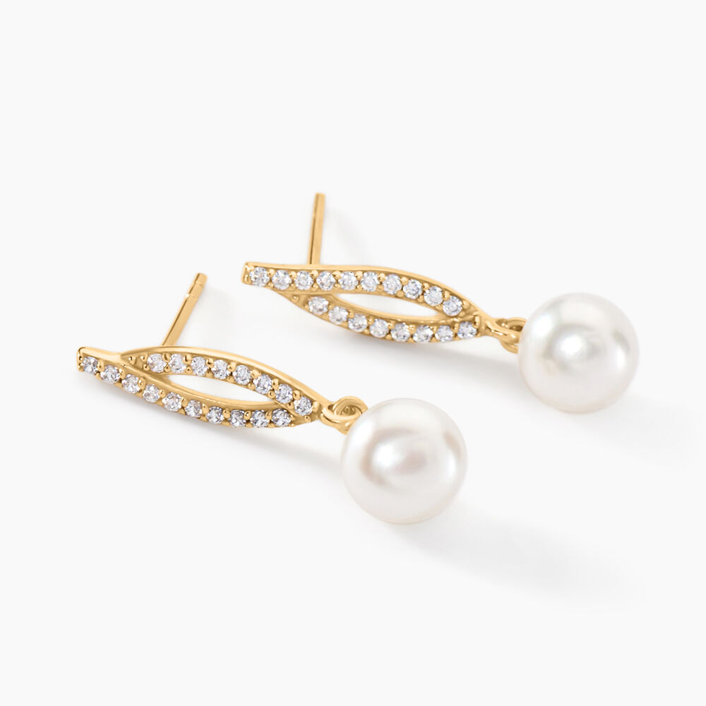 Boucles D'oreilles Pendantes Tesnimae Or Jaune Oxyde Perle De Culture - Pendantes Femme | Marc Orian