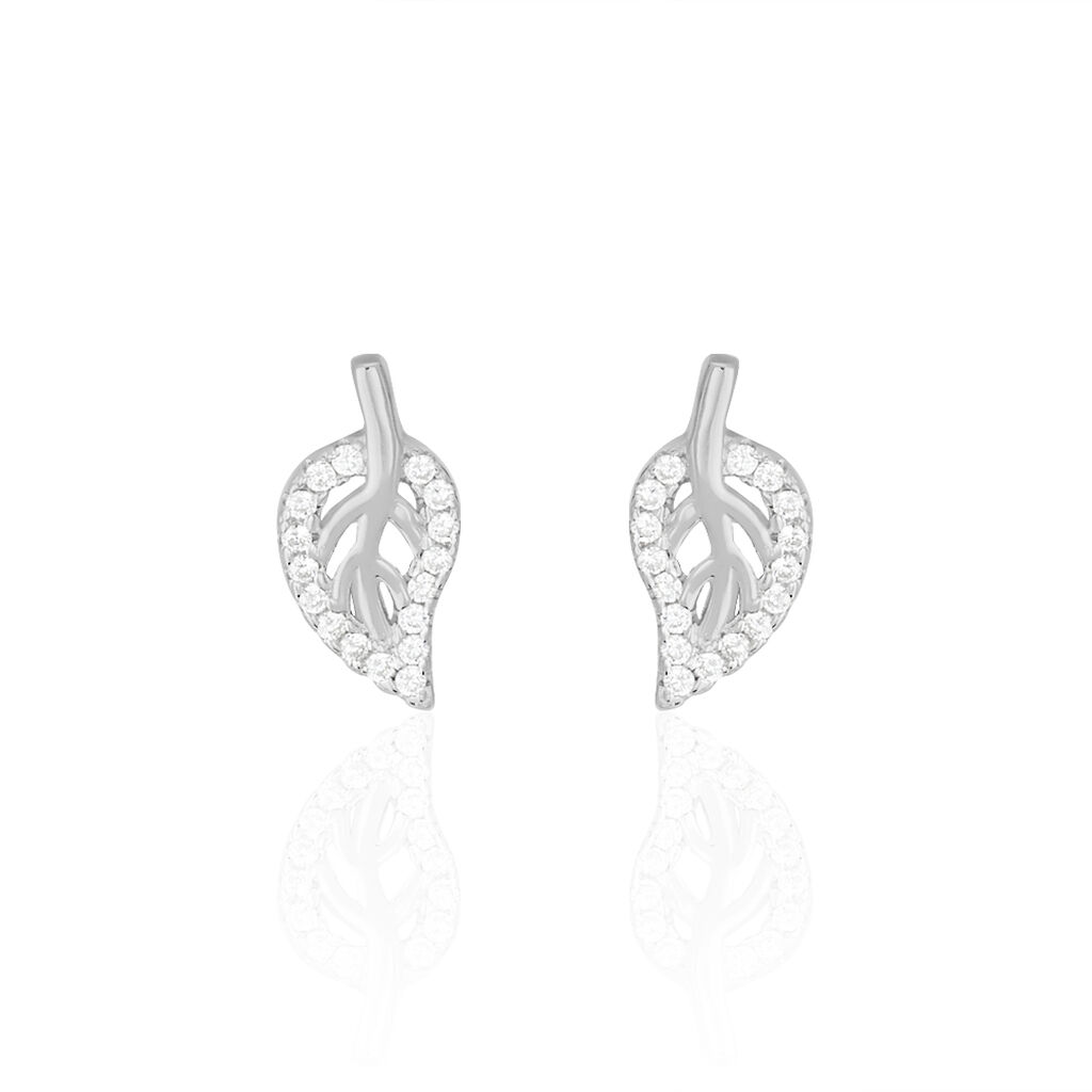 Boucles D'oreilles Puces Filae Argent Blanc Oxyde De Zirconium - Puces Femme | Marc Orian