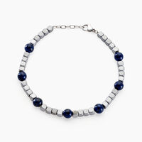 Bracelet Ole Acier Blanc Lapis Lazuli Hématite