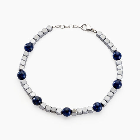 Bracelet Ole Acier Blanc Lapis Lazuli Hématite - Bracelets chaînes Homme | Marc Orian