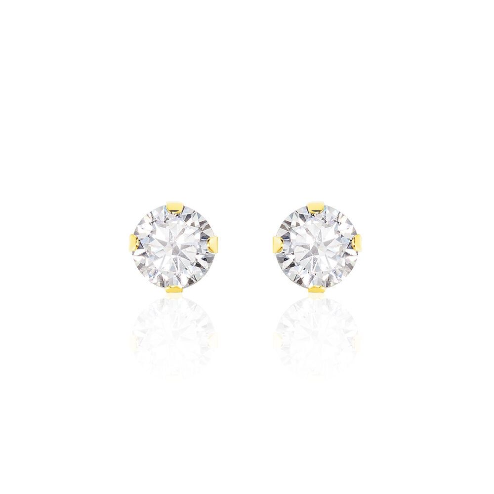 Boucles D'oreilles Puces Eddie Or Jaune Oxyde De Zirconium - Puces Femme | Marc Orian