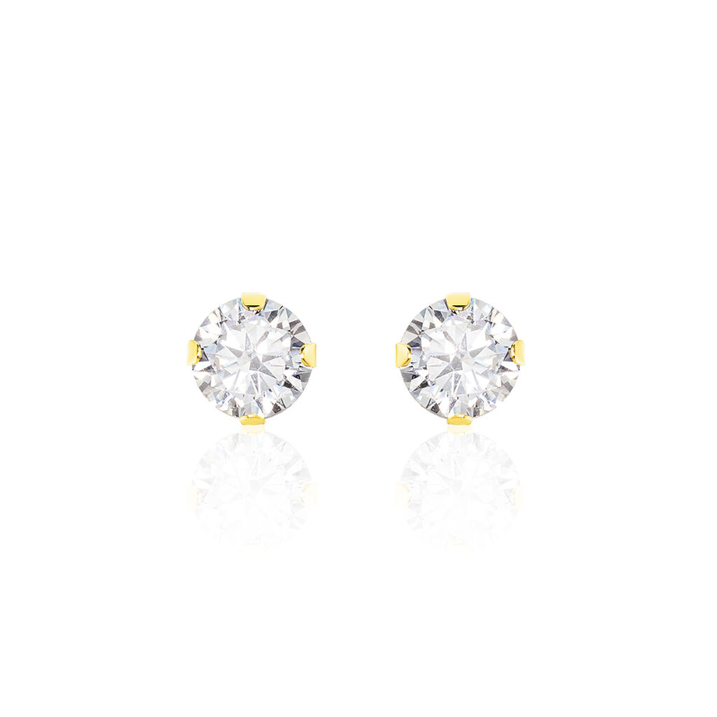 Boucles D'oreilles Puces Eddie Or Jaune Oxyde De Zirconium - Puces Femme | Marc Orian