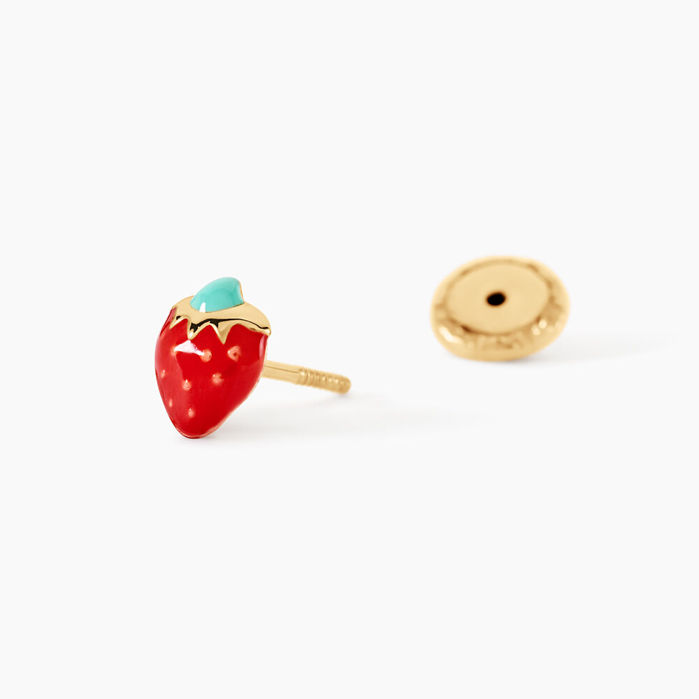 Boucles D'oreilles Puces Elizabetae Fraise Or Jaune - Puces Enfant | Marc Orian