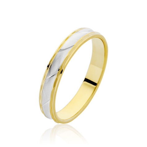 Alliance Mat Striee Ruban Plat Or Bicolore - Alliances duo Unisex | Marc Orian