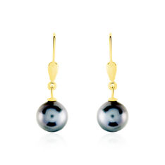 Boucles D'oreilles Puces Baroque Dormeuse Or Jaune Perle De Tahiti - Boucles d'oreilles Pendantes Femme | Marc Orian