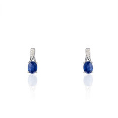 Boucles D'oreilles Puces Charmante Or Blanc Saphir Et Diamant - Clous d'oreilles Femme | Marc Orian