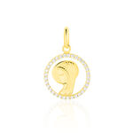 Pendentif Vierge Rond Diamante Or Jaune Oxyde De Zirconium - Pendentifs Famille | Marc Orian
