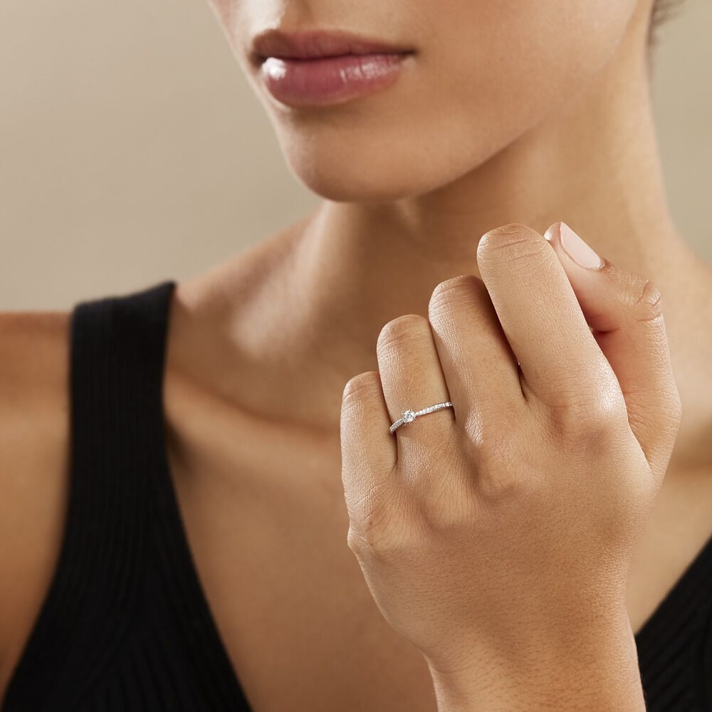 Bague Solitaire Hemera Or Blanc Diamant -  Femme | Marc Orian