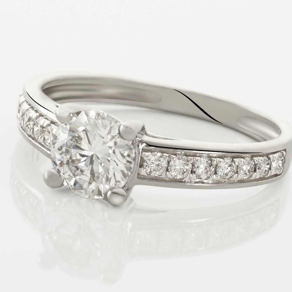Bague Solitaire Accompagné Aramis Or Blanc Diamant Synthétique - Solitaires Femme | Marc Orian