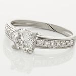 Bague Solitaire Accompagn&eacute; Aramis Or Blanc Diamant Synth&eacute;tique - Parures de mariage Femme | Marc Orian