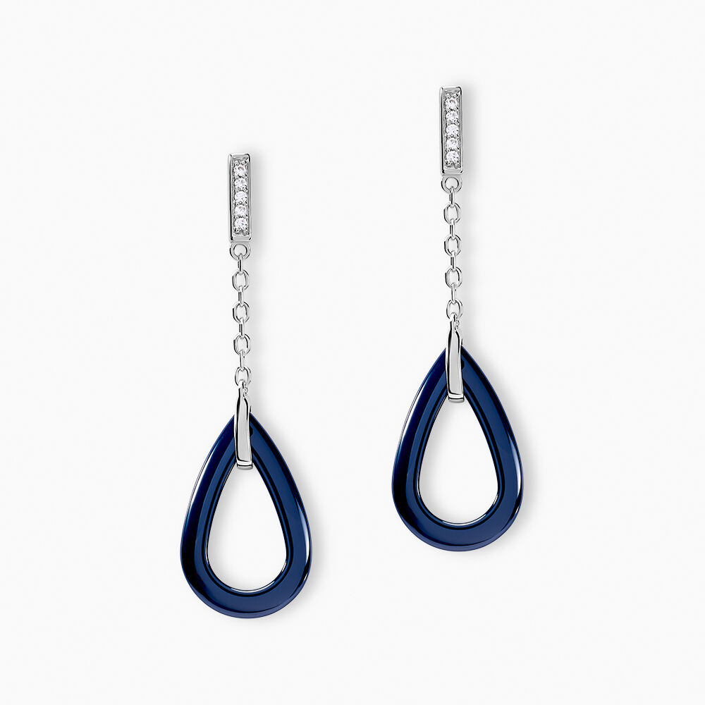 Boucles D'oreilles Pendantes Peer Argent Blanc Oxyde De Zirconium - Pendantes Femme | Marc Orian