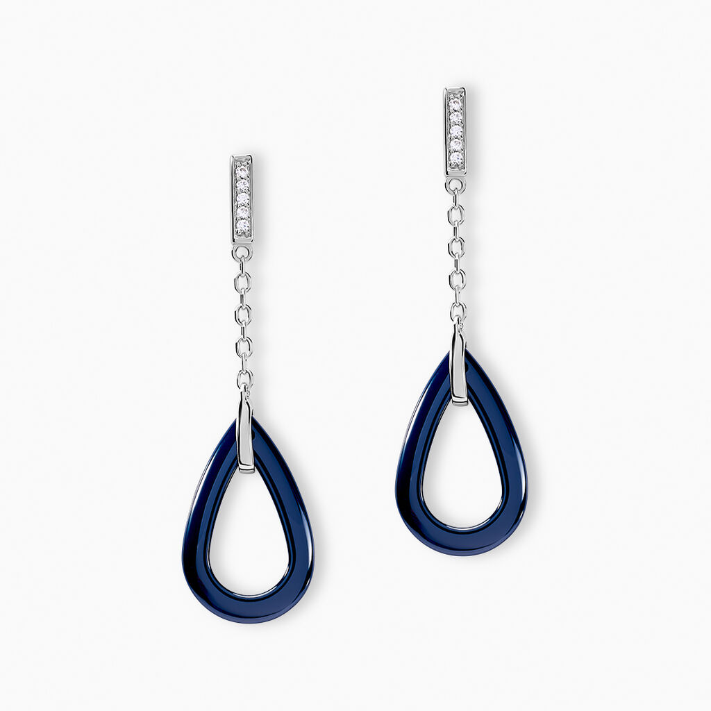 Boucles D'oreilles Pendantes Peer Argent Blanc Oxyde De Zirconium - Pendantes Femme | Marc Orian