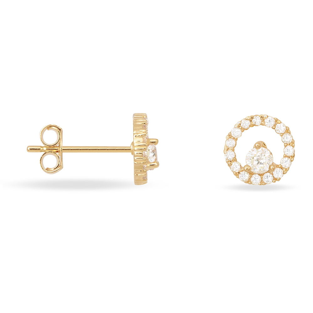 Boucles D'oreilles Puces Lila Plaqué Or Jaune Oxyde De Zirconium - Puces Femme | Marc Orian