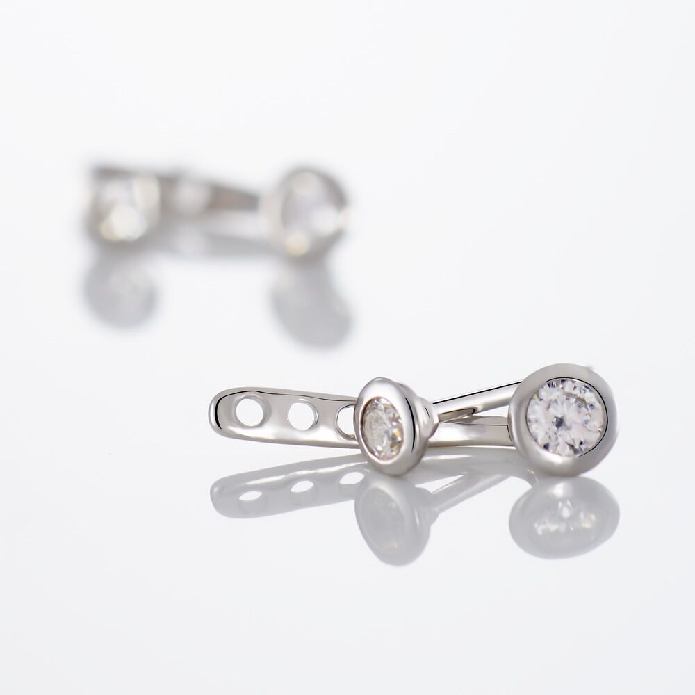 Bijoux D'oreilles Abha Argent Blanc Oxyde De Zirconium - Piercings d'oreilles Femme | Marc Orian