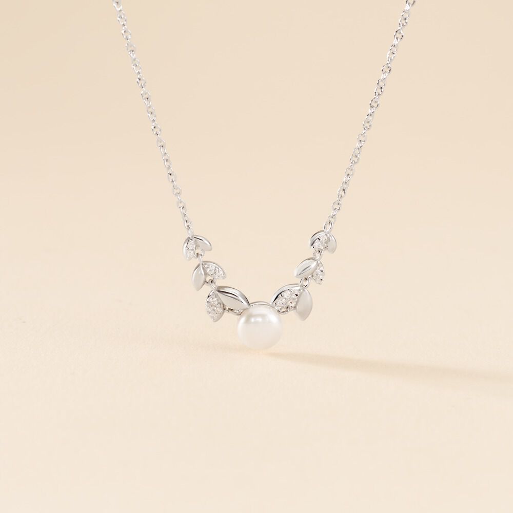 Collier Giambattista Argent Blanc Perle De Culture Oxyde De Zirconium - Colliers avec pierres Femme | Marc Orian