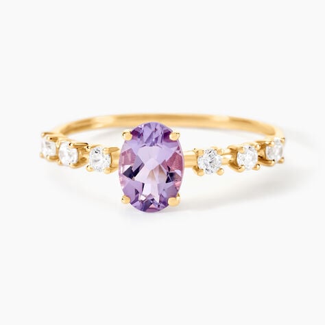 Bague Mahendra Or Jaune Am&eacute;thyste Oxyde De Zirconium - Bagues pierres fines Femme | Marc Orian