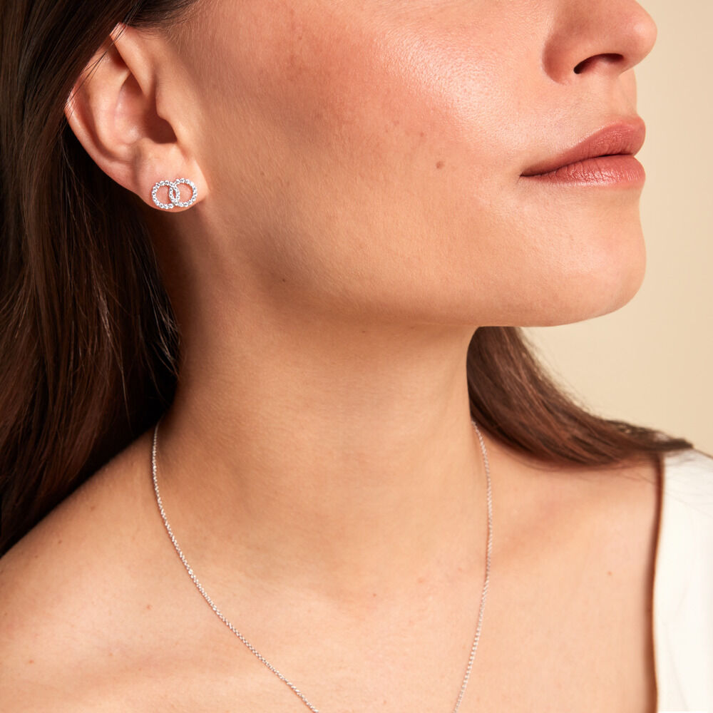 Boucles D'oreilles Puces Iwa Argent Blanc Oxyde De Zirconium - Puces Femme | Marc Orian