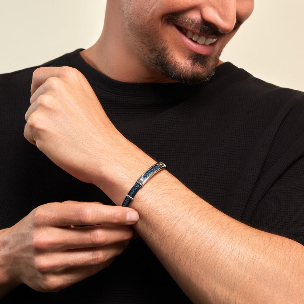 Bracelet Jourdan Cuir Bleu - Bracelets cuir Homme | Marc Orian