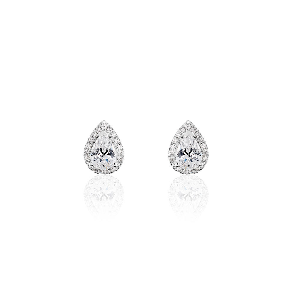 Boucles D'oreilles Puces Sylla Argent Blanc Oxyde De Zirconium - Puces Femme | Marc Orian