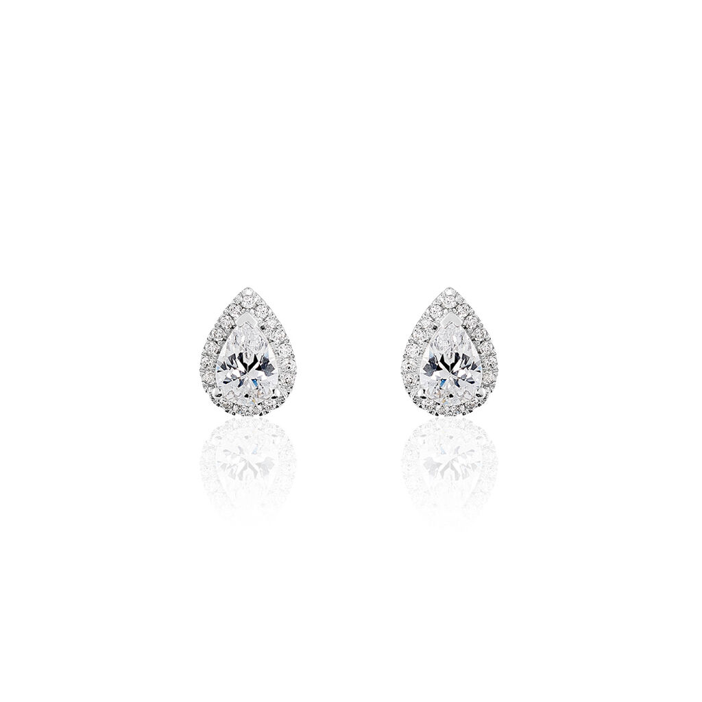 Boucles D'oreilles Puces Sylla Argent Blanc Oxyde De Zirconium - Puces Femme | Marc Orian