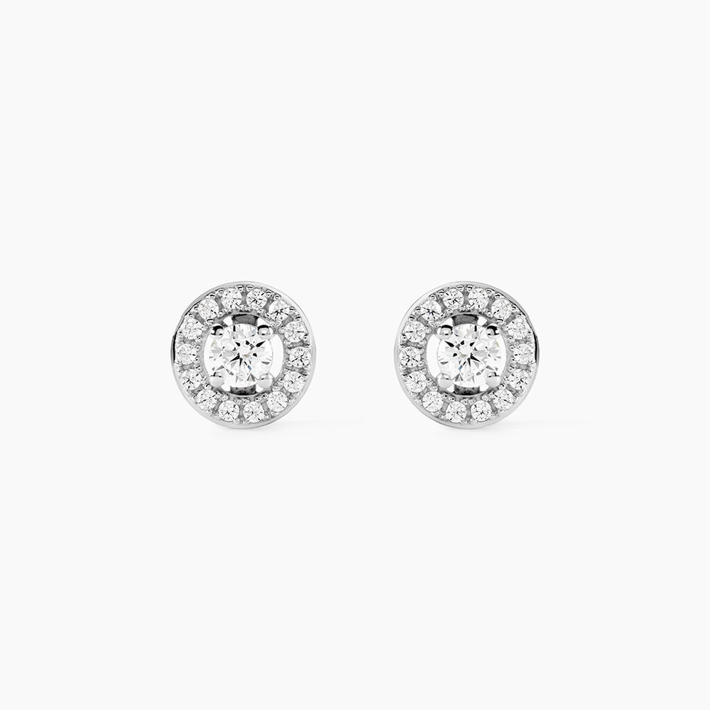 Boucles D'oreilles Puces Star Or Blanc Oxyde De Zirconium - Puces Femme | Marc Orian