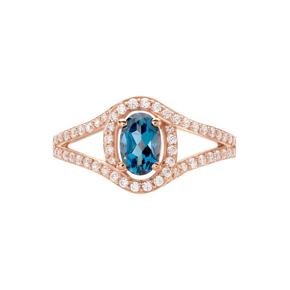 Bague Jannha Or Rose Topaze Et Oxyde De Zirconium - Bagues pierres fines Femme | Marc Orian