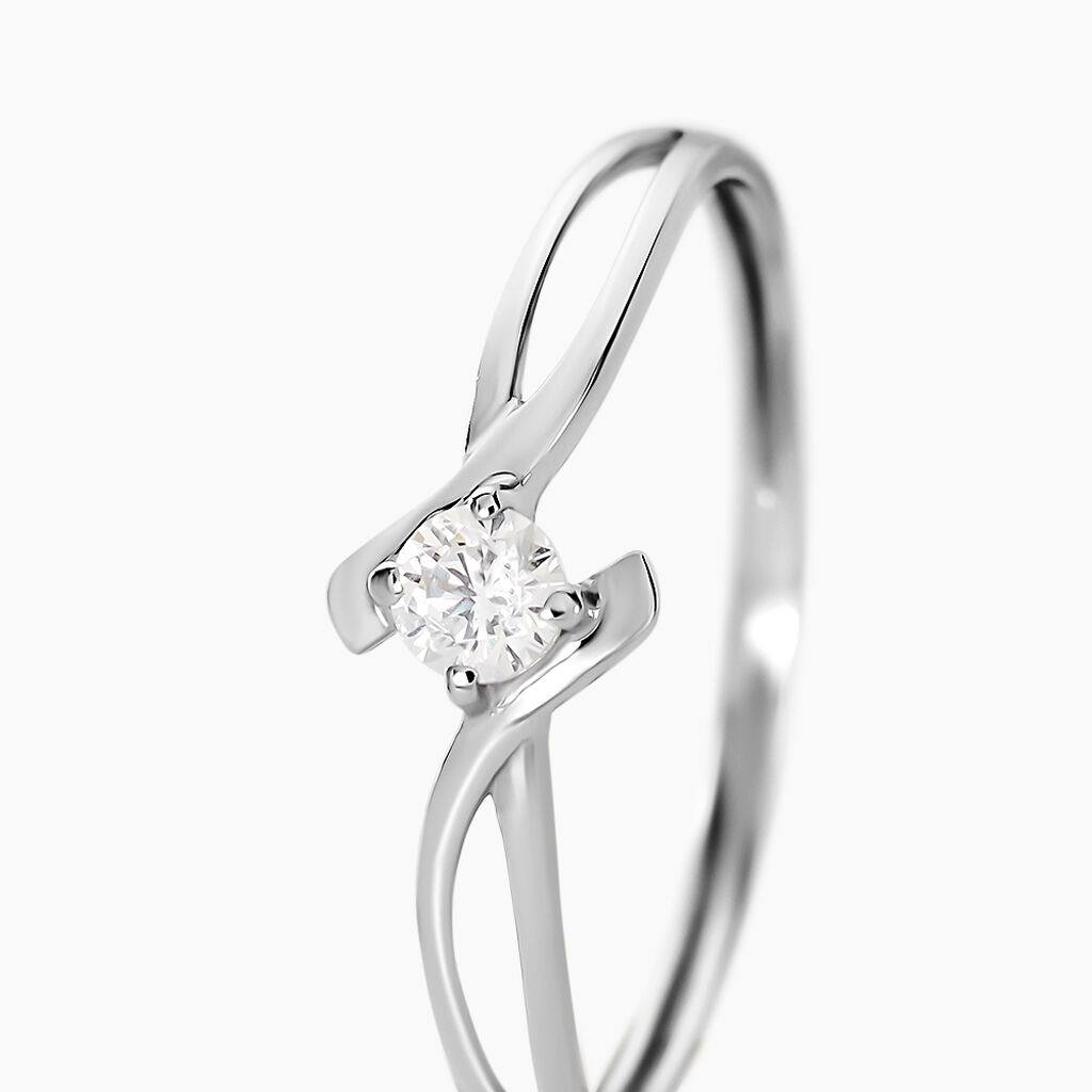 Bague Chamirame Or Blanc Oxyde De Zirconium - Bagues Solitaire Femme | Marc Orian