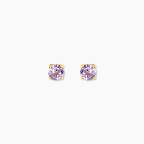 Boucles D'oreilles Puces Elea Or Jaune Amethyste Violet - Puces Femme | Marc Orian