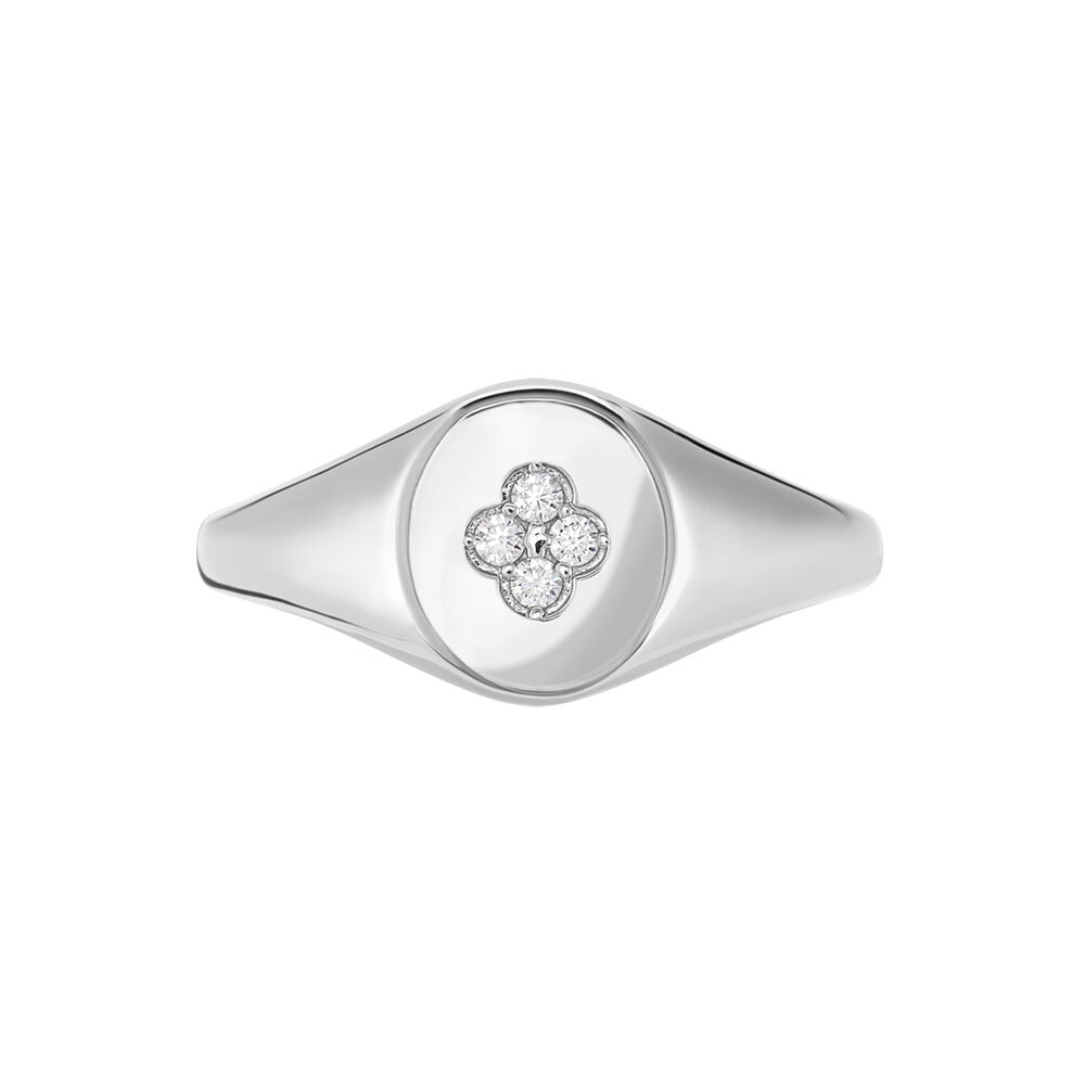 Chevalière Audie Argent Blanc Oxyde De Zirconium - Chevalières Femme | Marc Orian