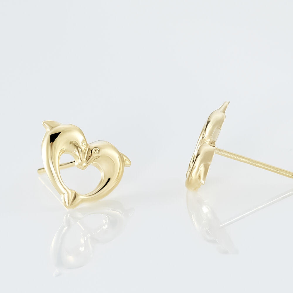 Boucles D'oreilles Puces Fulvie Double Dauphins Or Jaune - Puces Femme | Marc Orian