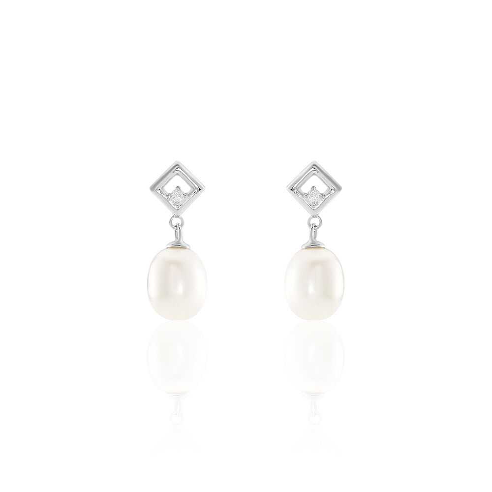 Boucles D'oreilles Pendantes Drusilla Argent  Perle De Culture Oxyde - Pendantes Femme | Marc Orian
