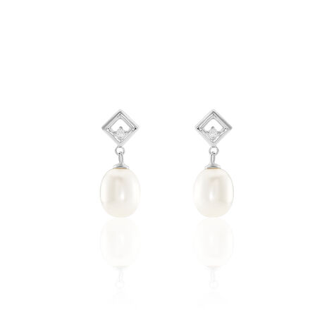 Boucles D'oreilles Pendantes Drusilla Argent  Perle De Culture Oxyde - Pendantes Femme | Marc Orian