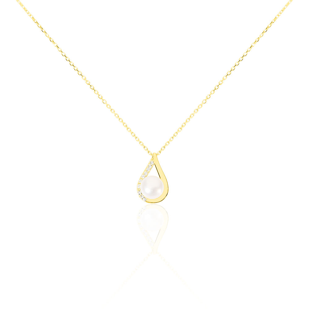 Collier Helin Or Jaune Perle De Culture Et Oxyde De Zirconium - Colliers avec pierres Femme | Marc Orian