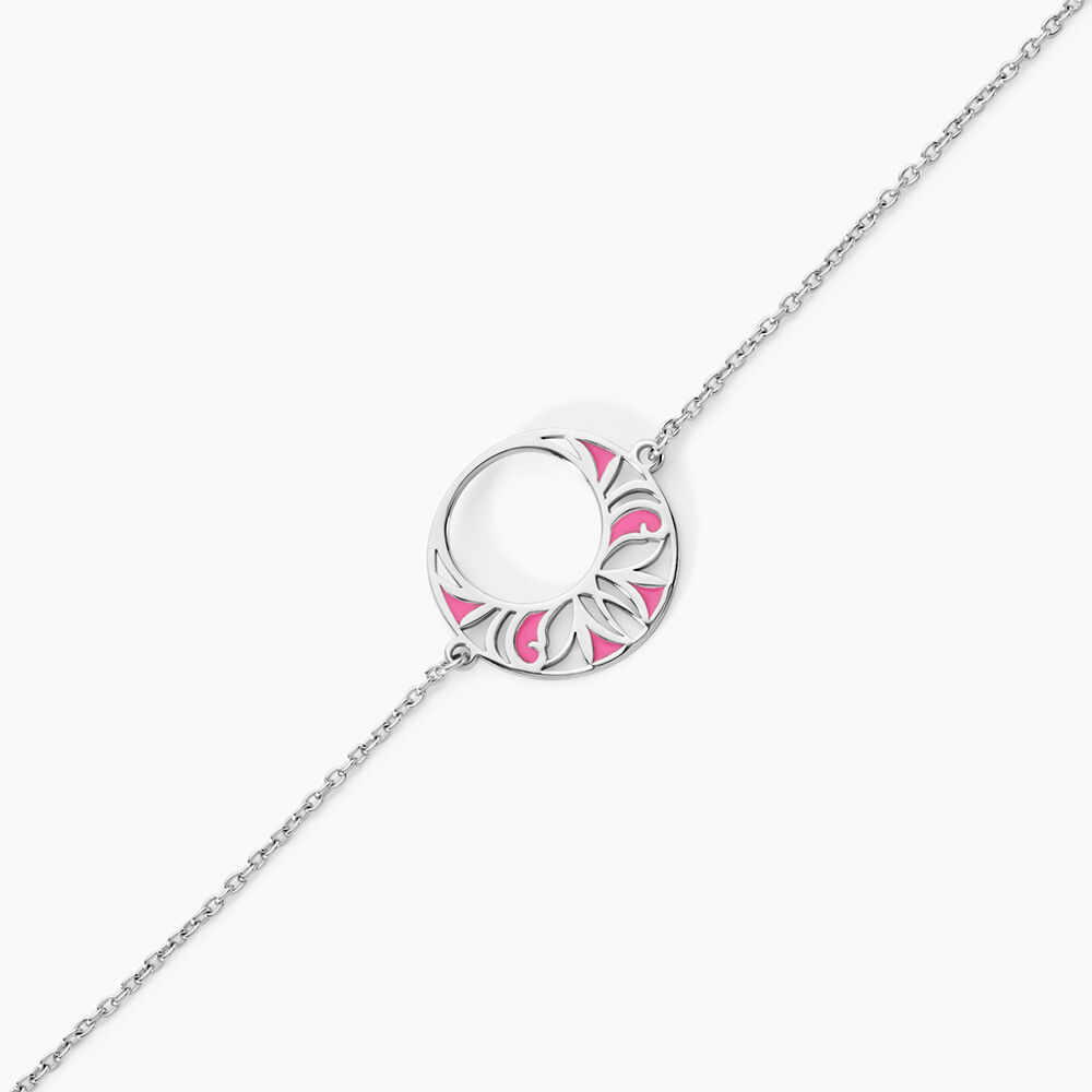 Bracelet Azalea Argent Blanc Email Rose - Bracelets fantaisie Femme | Marc Orian