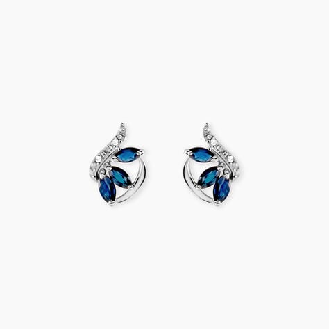 Boucles D'oreilles Puces Petale Or Blanc Saphir Et Diamant - Boucles d'oreilles mariage Femme | Marc Orian
