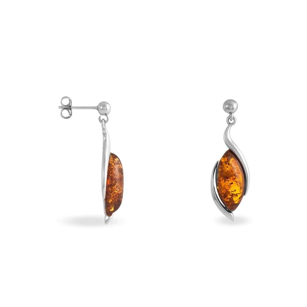 Boucles D'oreilles Pendantes Vyara Argent Blanc Ambre - Pendantes Femme | Marc Orian