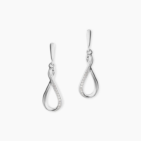 Boucles D'oreilles Pendantes Vanessa Or Blanc Diamant - Pendantes Femme | Marc Orian